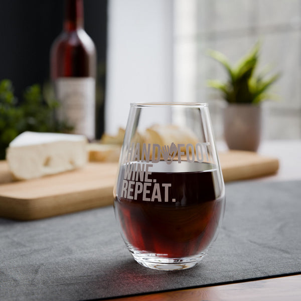 Hand & Foot Stemless Wine Glass - White