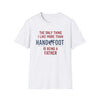 White softstyle t-shirt with text about loving Hand and Foot cards and being a father.