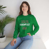 Person wearing green unisex crewneck sweatshirt with 'The Only Thing I Like More Than Hand and Foot Is Being a Granny' text.