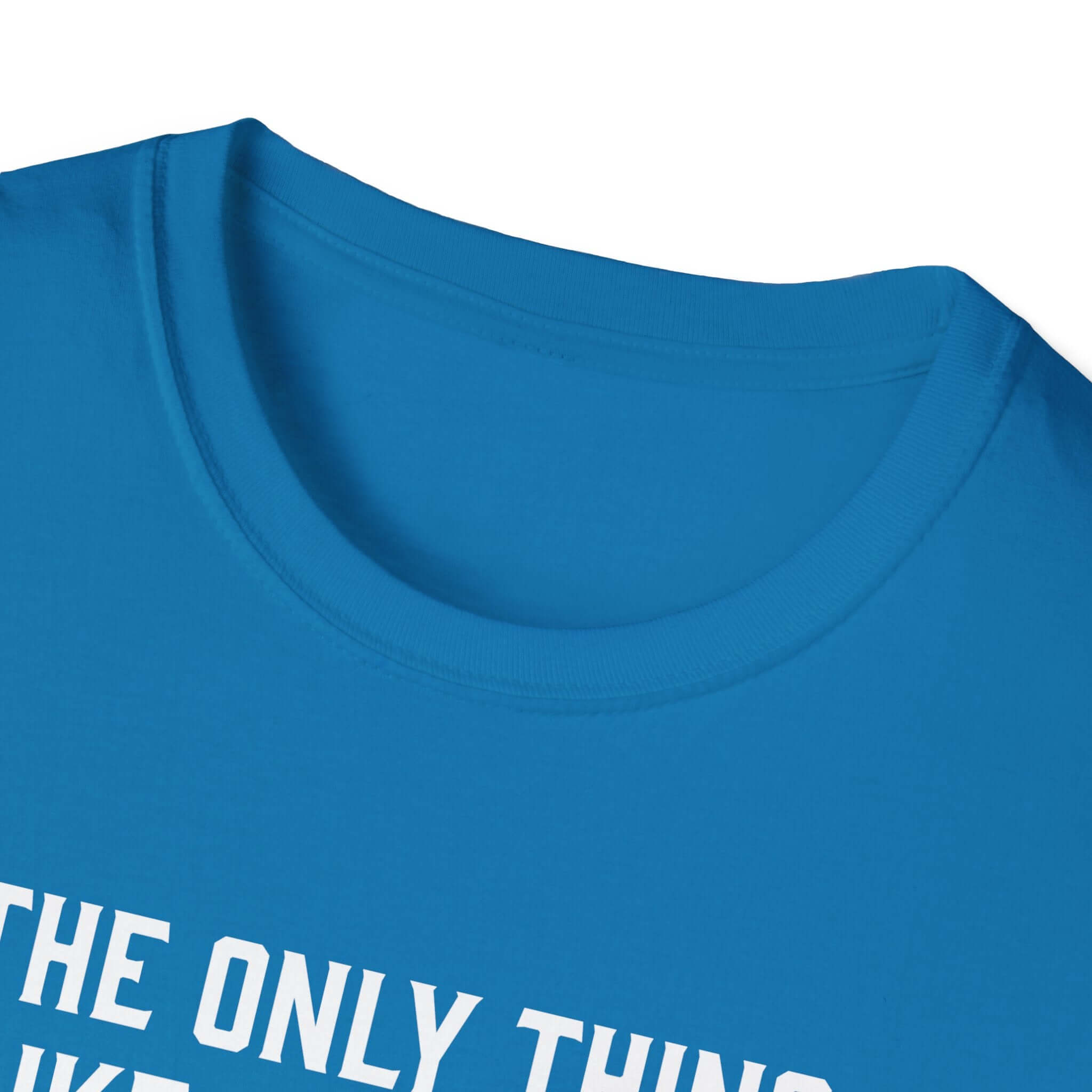 Being a Dad soft-style t-shirt in vibrant blue, showcasing a classic crew neck design and printed text.