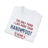 Being a Father softstyle t-shirt showing playful text design, perfect gift for dads, crafted from soft cotton.