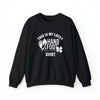 Black Lucky Unisex Heavy Blend Crewneck Sweatshirt with "This is My Lucky Hand & Foot Remastered Shirt" print, front view.