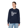 Unisex heavy blend crewneck sweatshirt with 'Best Hand/Foot Player Ever' text, worn by model, perfect for comfort and sustainable fashion.