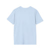 Back view of a light blue unisex softstyle t-shirt, made from 100% ring-spun cotton for ultimate comfort.