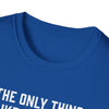 Blue softstyle t-shirt collar with white text, perfect gift for dads, made from 100% ring-spun cotton.