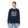 Person wearing Therapy Unisex Heavy Blend Crewneck Sweatshirt with 'I don't need therapy, I just need to play Hand & Foot' text.