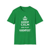Green 'Keep Calm and Play Hand & Foot Remastered' T-shirt made of 100% ring-spun cotton, perfect for casual wear and gift-giving.