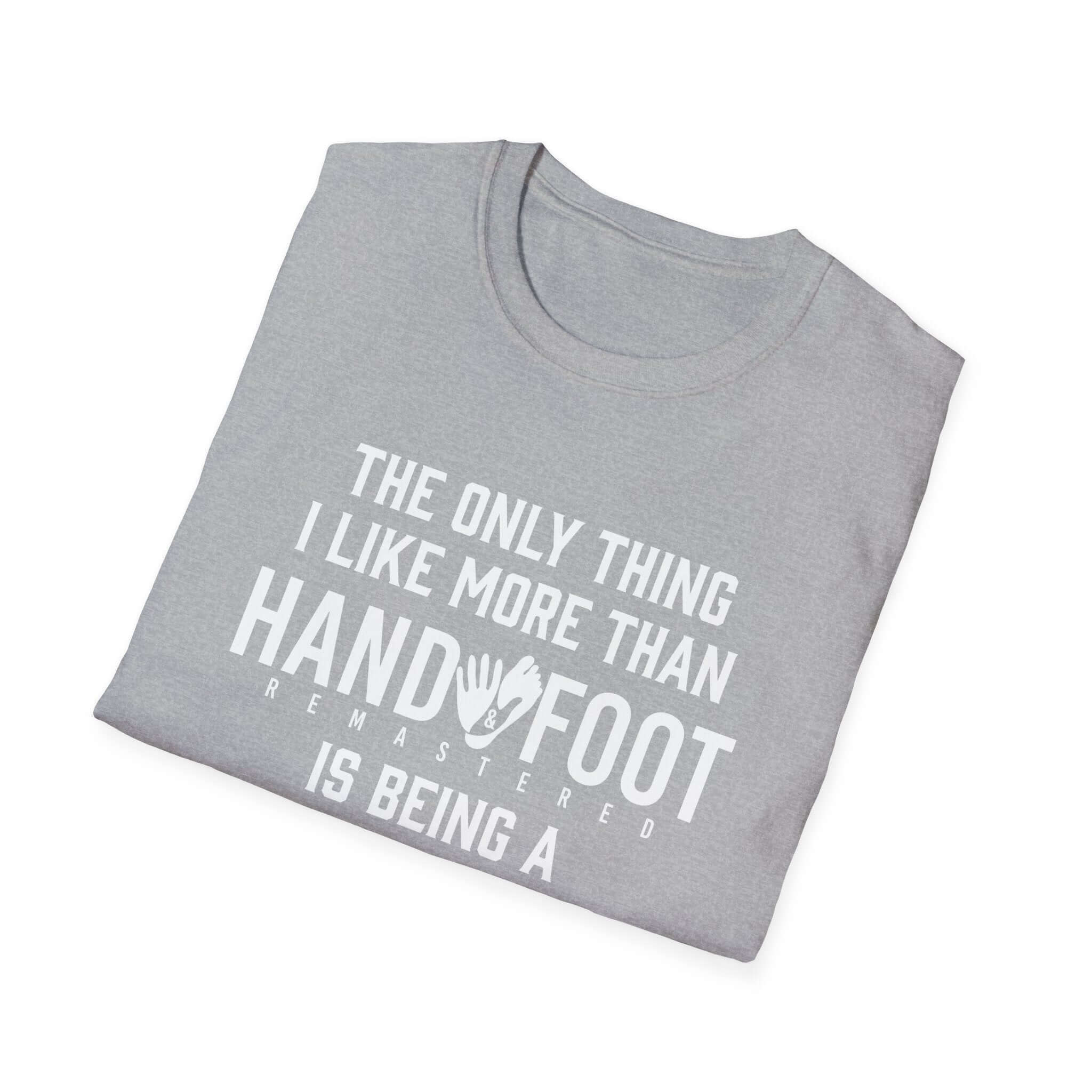 Gray t-shirt featuring humorous text about parenting and gaming, perfect gift for dads who love games.
