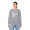 Person wearing Best Player Ever Unisex Heavy Blend Crewneck Sweatshirt, gray color, front view, casual fashion style.