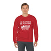 Man wearing a red 'I'd Rather Be Playing Hand & Foot' unisex heavy blend crewneck sweatshirt.