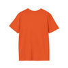 Back view of an orange softstyle t-shirt made from 100% ring-spun cotton, perfect for dads.