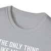 Close-up of the collar and neckline of a light gray softstyle t-shirt for Fathers.