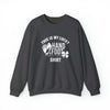 Lucky Unisex Heavy Blend Crewneck Sweatshirt in black with playful hand and foot design, perfect for comfort and style.