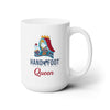 15oz ceramic mug with Hand & Foot Queen design, perfect for card game lovers. Lead and BPA-free, recommended hand wash.