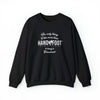 Black "Being a Grandmom" unisex crewneck sweatshirt with hand and foot lettering design, perfect cozy gift for grandmothers.