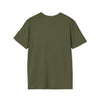Back view of the olive green softstyle t-shirt made from 100% ring-spun cotton, perfect for gifting dads.
