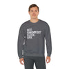 Unisex crewneck sweatshirt with 'Best Hand Foot Player Ever' text, worn by a model. Cozy and sustainable fashion statement.