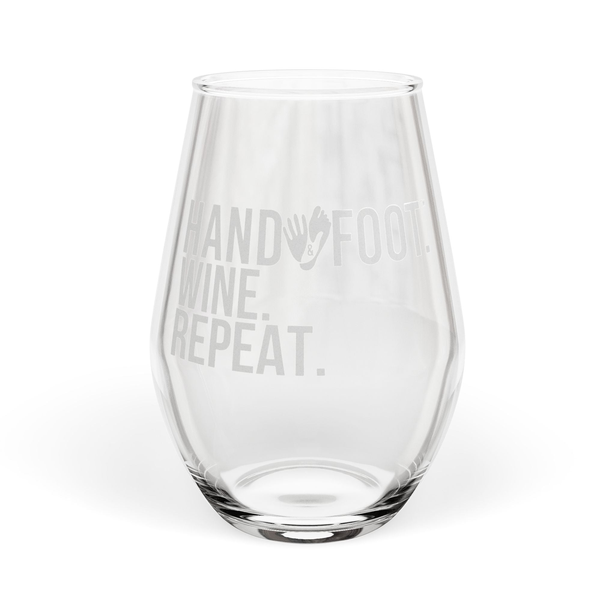 Hand & Foot Stemless Wine Glass - White