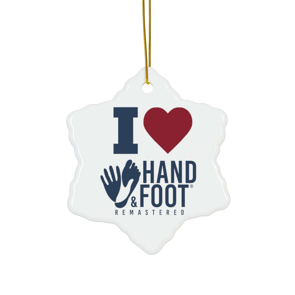 I Love Hand & Foot Ceramic Ornament, 3 Shapes