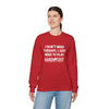 Red unisex crewneck sweatshirt with "I Don't Need Therapy, I Just Need to Play Hand & Foot Remastered" print, comfortable fashion.