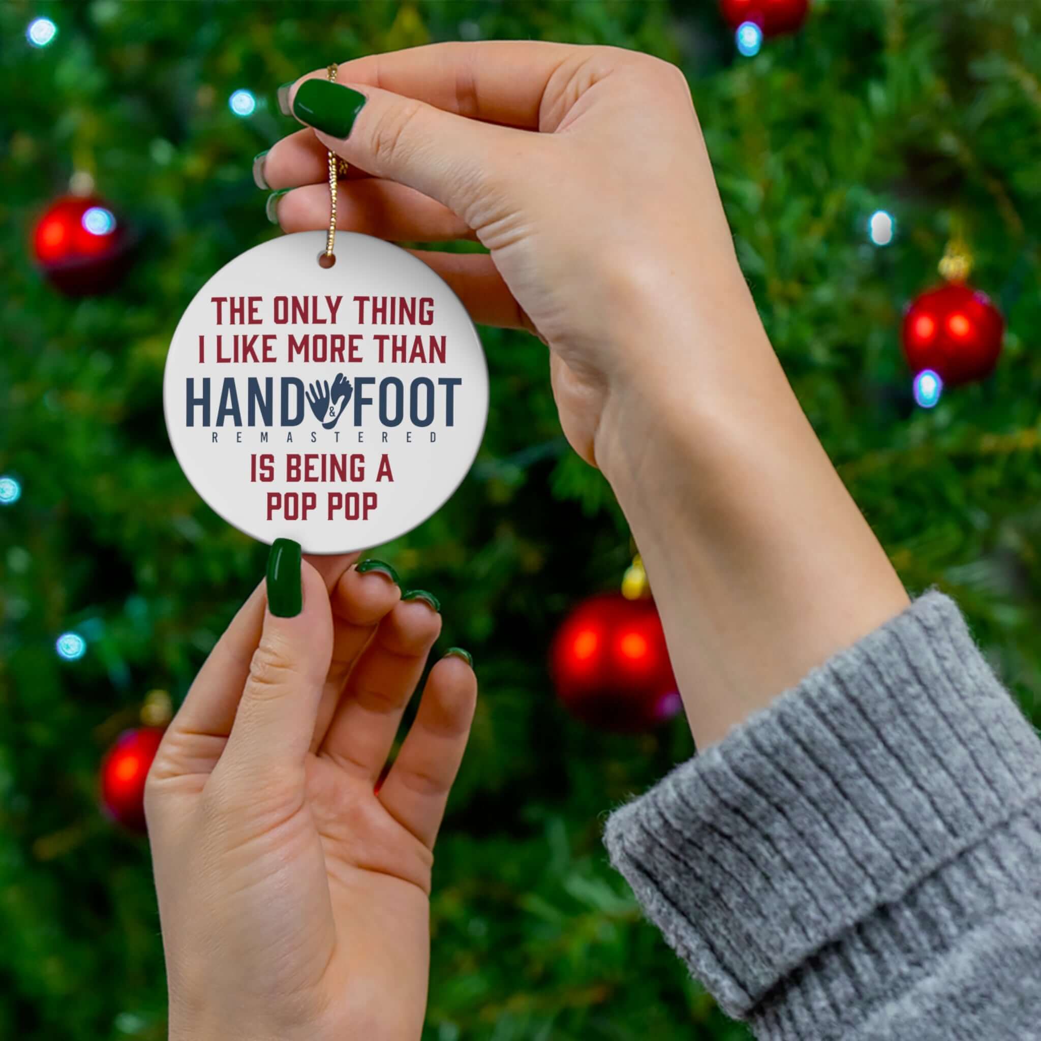 Being a Pop Pop Ceramic Ornament, 3 Shapes