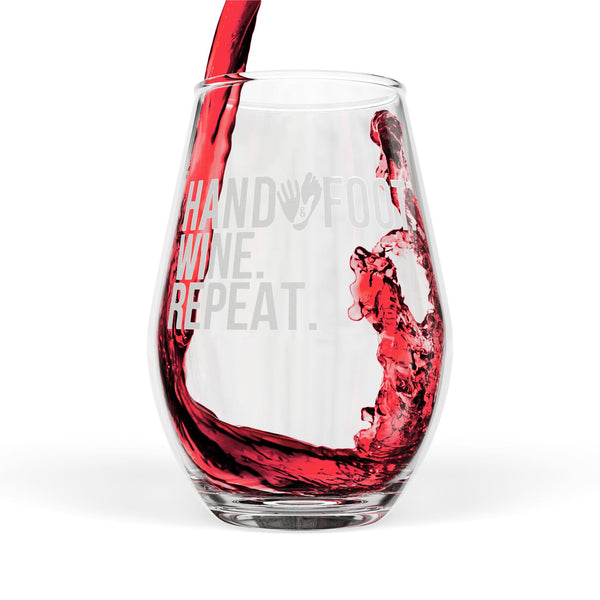 Hand & Foot Stemless Wine Glass - White