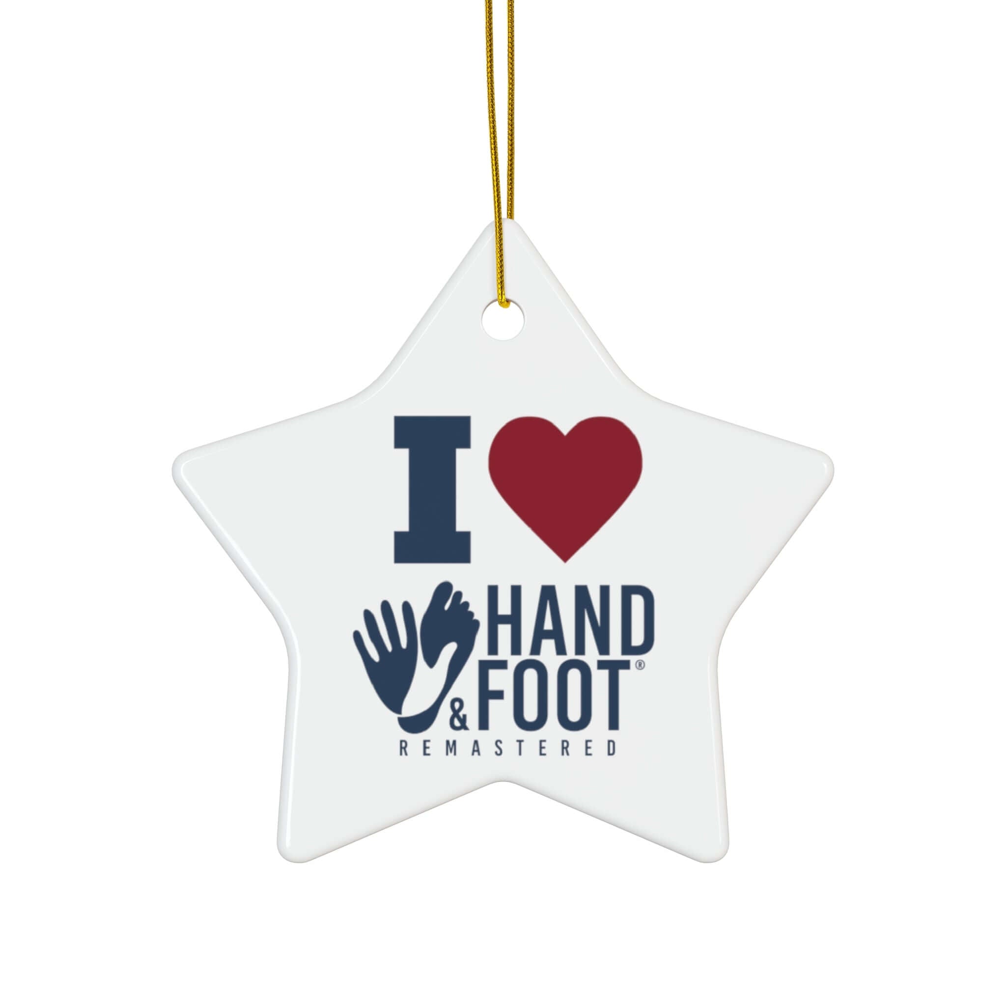 I Love Hand & Foot Ceramic Ornament, 3 Shapes