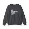 Unisex heavy blend crewneck sweatshirt with 'Best Hand & Foot Player Ever' text, combining comfort and sustainability in cozy grey.