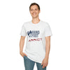 Man wearing Hand & Foot Addict Softstyle T-Shirt, 100% ring-spun cotton, unisex fit, casual wear, designed for comfort and elegance.
