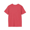 Back view of a red Wine. Repeat. Softstyle T-Shirt made from 100% ring-spun cotton, showcasing its soft and lightweight design.