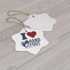 I Love Hand & Foot Ceramic Ornament, 3 Shapes