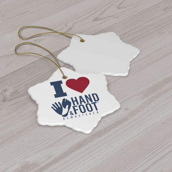 I Love Hand & Foot Ceramic Ornament, 3 Shapes