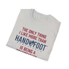 Light gray soft-style t-shirt featuring 'The only thing I like more than Hand and Foot is being a grandparent' design.