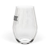 Hand & Foot Stemless Wine Glass in Black, 11.75 oz capacity, elegant and modern design ideal for wine and game nights.