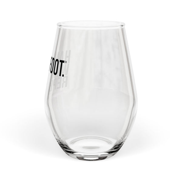 Hand & Foot Stemless Wine Glass in Black, 11.75 oz capacity, elegant and modern design ideal for wine and game nights.