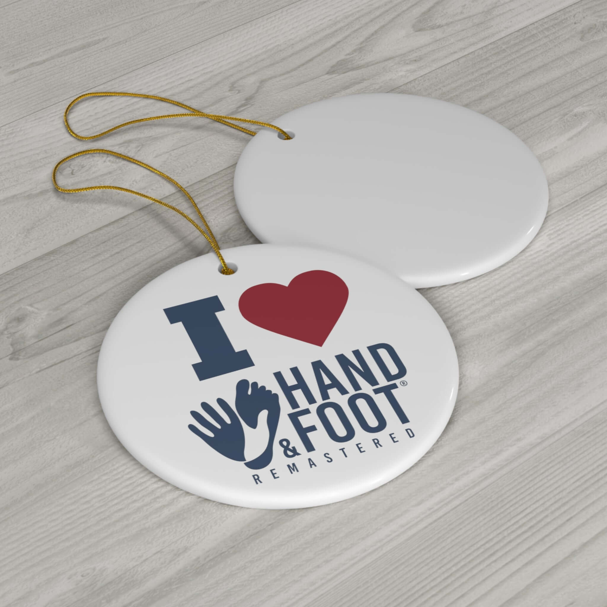 I Love Hand & Foot Ceramic Ornament, 3 Shapes