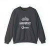 Hand & Foot Queen Unisex Heavy Blend Crewneck Sweatshirt with regal crown design, showcasing comfort and sustainability.