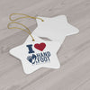 I Love Hand & Foot Ceramic Ornament, 3 Shapes