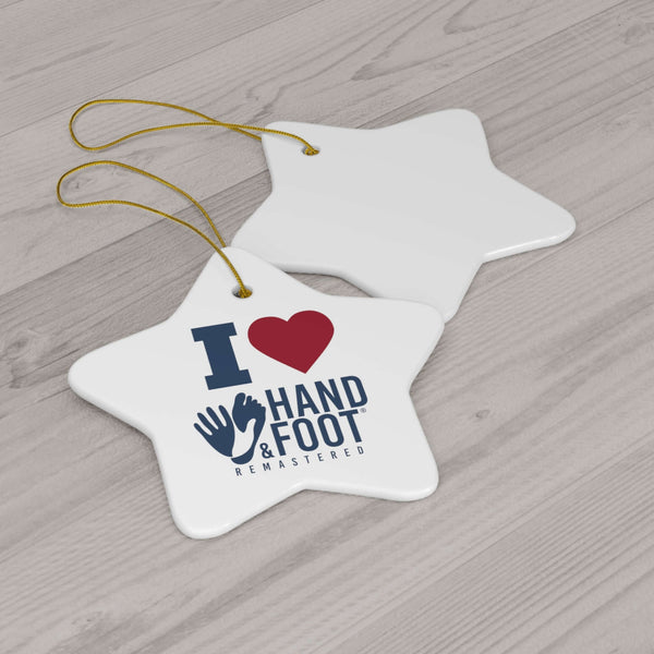 I Love Hand & Foot Ceramic Ornament, 3 Shapes