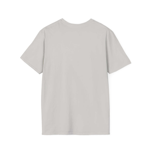 Back view of a grey soft-style t-shirt, perfect for dads. Made from 100% ring-spun cotton for ultimate comfort.