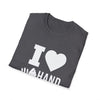 Folded grey t-shirt with 'I Love Hand & Foot' design, crafted from soft 100% ring-spun cotton.