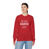 Woman wearing a red 'Being a Grandmom' unisex heavy blend crewneck sweatshirt, perfect gift for grandmothers, cozy and sustainable.