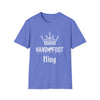 Hand & Foot King Softstyle T-Shirt in blue with crown and text design, 100% ring-spun cotton, comfortable and stylish.