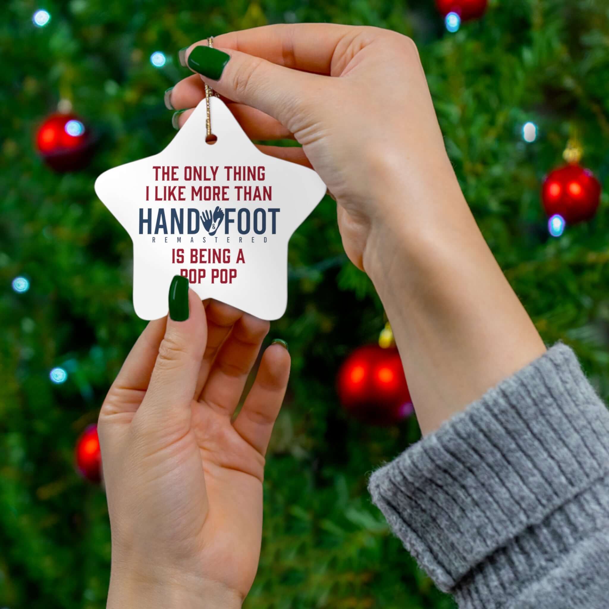 Being a Pop Pop Ceramic Ornament, 3 Shapes