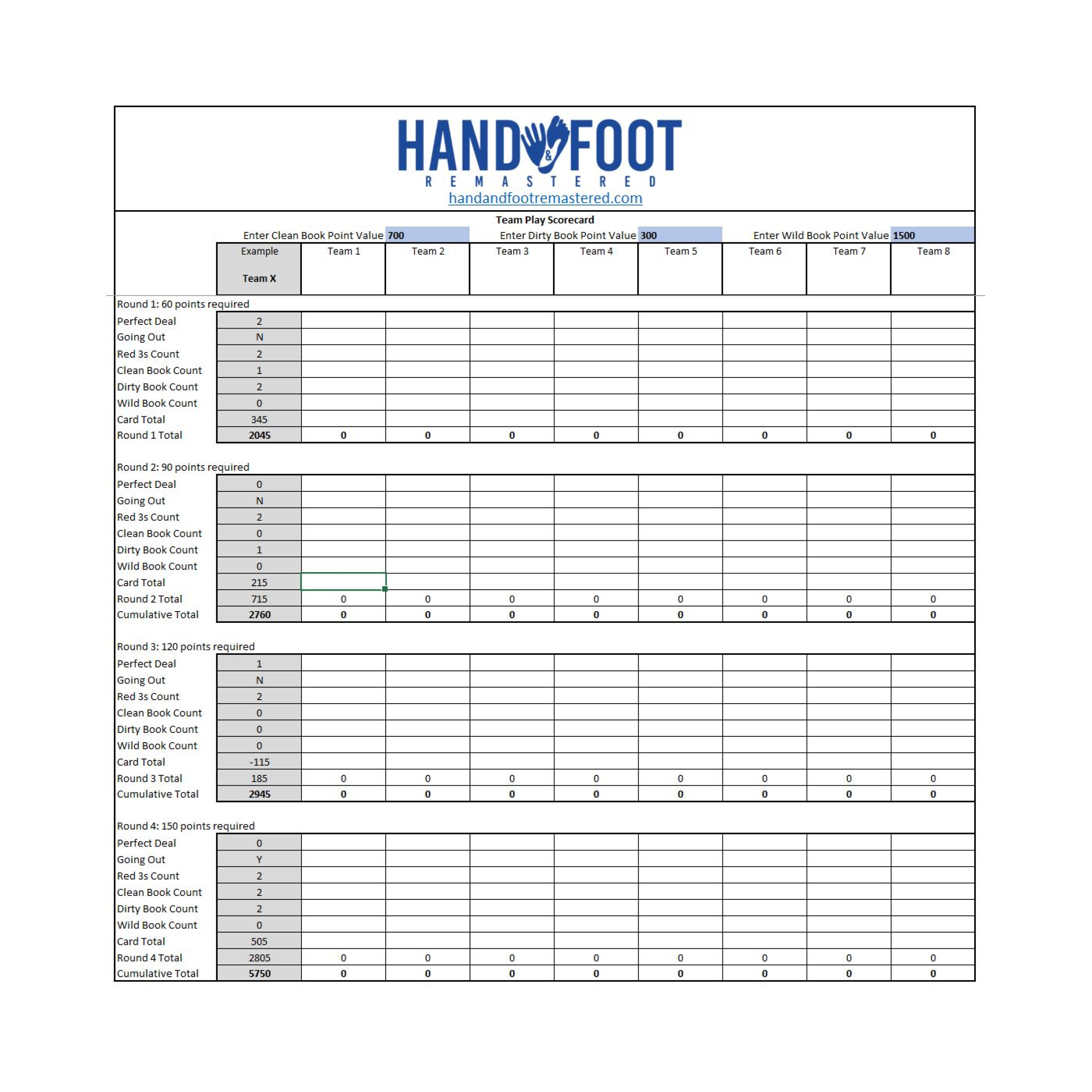automated excel scoresheet for team play