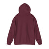 Back view of maroon "Being a Dad" hooded sweatshirt showcasing cozy design with kangaroo pocket and drawstring hood.