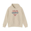 Beige 'Being a Dad' hooded sweatshirt with playful message and kangaroo pouch pocket.
