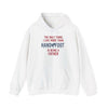 White "Being a Father" hooded sweatshirt featuring playful text, adjustable drawstring hood, and kangaroo pouch for cozy comfort.