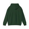 Back view of a green 'Being a Grandfather' hooded sweatshirt featuring a plain design with a cozy, relaxed fit.