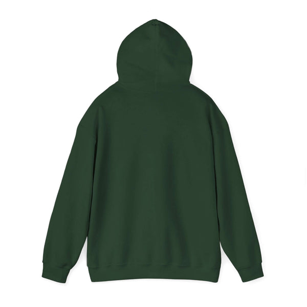Back view of a green hooded sweatshirt featuring comfy design, perfect for grandfather-themed casual wear. Great for chilly days.